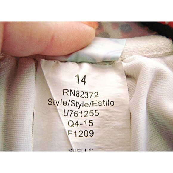 Island Escape Tier Ruffle Swimwear Tankini Top Womens Red Black Geo Print Sz 14 - Picture 5 of 12